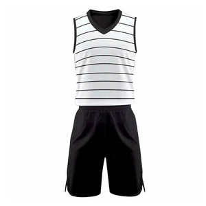 Maillot de basketball personnalisé à rayures horizontales noires et blanches 2026 – Kit d'équipe 2025 entièrement sublimé – Équipement sportif professionnel - Product Image 1