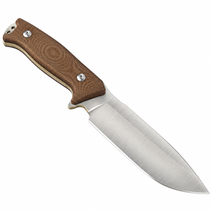 Couteaux de chasse d'extérieur à manche texturé marron avec lame large argentée, protège-doigts ergonomique et double trou pour lanière pour le camping - Product Image 4