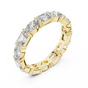 Alternating <b>Emerald</b> Oval Blue Stone Eternity <b>Band</b> 10K 14K 18K Solid Gold Unisex Collet <b>Ring</b> IGI Certified Fine Jewelry Gift - Product Image 2