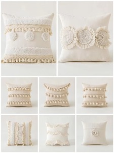 Funda de Cojín Cuadrada a Rayas Estilo Bohemio, Funda de Almohada Decorativa Hecha a Mano de Algodón - Product Image 2