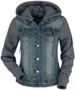 Veste à capuche en jean pour femme de haute qualité, manches longues, respirante, en coton, décontractée, pour l'hiver, avec logo personnalisé - Product Image 1