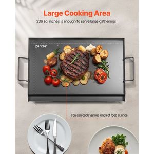 Piastra per Griglia a Gas Rettangolare Portatile in Acciaio al Carbonio 24x16 Pollici, Piastra Universale Teppanyaki per BBQ - Product Image 4
