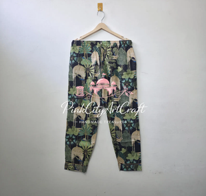Luxurious Green Mughal Flock Print Cotton Summer Pajama Set Women Elegant Long Sleeve Shirt Trouser Quick Dry Breathable <b>PJS</b> - Product Image 2