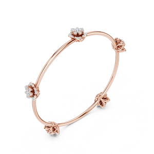 Bracelet de luxe en or rose avec fleurs et diamants, bracelet en cristal pour femmes, élégant, pour mariage, anniversaire, bijoux - Product Image 4