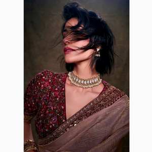 Sari de noche para mujer de diseñador indio con lentejuelas, última ropa de fiesta para bodas para ocasiones especiales - Product Image 3