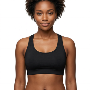 Soutien-gorge de sport noir pour femme, dos nageur, maintien élevé, idéal yoga et fitness - Product Image 5