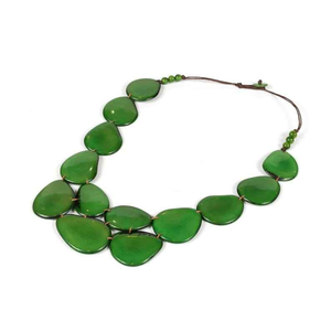 Collier en résine écologique fait main avec perles et feuilles pour femme - Product Image 2