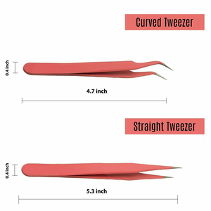 Nouvelle pince à épiler professionnelle pour extensions de cils, couleur rose foncé, avec pointe dorée claire à 90 degrés. - Product Image 5