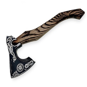 Hacha Vikinga Hecha a Mano de Grado Industrial con Funda de Cuero, Cabeza de Acero Inoxidable, Mango de Madera Personalizable, Herramienta para Camping - Product Image 2