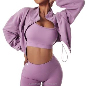 Conjunto deportivo de yoga sin costuras para mujer, talla grande, top corto y leggings de alta elasticidad, impermeables, conjunto de dos piezas para gimnasio. - Product Image 2