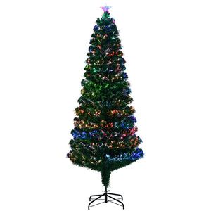 7 FT Pre-Lit Artificial Christmas Tree with 280 <b>Branch</b> Tips and Top Star Fiber Optic <b>Lighted</b> Xmas Deco Holiday Christmas Tree - Product Image 1