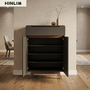 Nuhoom Modern Living Room Cabinet 1 Drawer 2 Slab Doors Minimalist Design <b>Metal</b> Legs Laminated Board <b>Storage</b> <b>Unit</b> 1 Year - Product Image 5