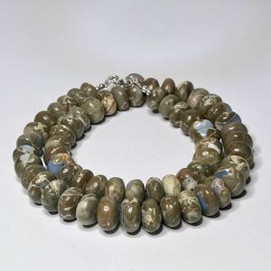 Bracelet vintage plaqué or avec perles d'opale bleue d'Oregon, sculpté à la main en argent sterling 925, bijou cadeau pierre de naissance d'octobre - Product Image 4