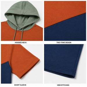 Men's Clothing Fashion Customized 100% Cotton Hoodies <b>Sweatshirts</b> Solid Color Basics Cotton Blended Men's <b>Short</b> <b>Sleeve</b> Hoodies - Product Image 3