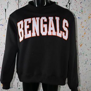Sudadera BENGALS BLACK con cuello alto 100% BLANCA con apliques bordados, sudadera de cuello ancho URBAN PRODUCTIONS - Product Image 1