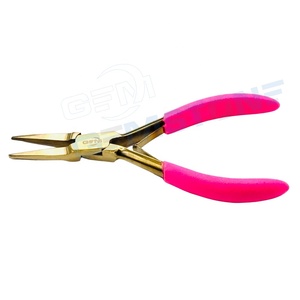 Professional Hair Extension Fitting Plier | <b>Long</b> <b>Nose</b> Precision Stainless Steel Gold Finish GEMSTONE ENTERPRISES Model P-153 - Product Image 2