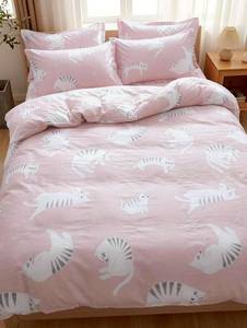 Drap-housse Pinedream pour enfants en Lyocell 40S, 200 fils, toucher frais naturel, respirant, motif chat de dessin animé, pour chambre à coucher et maison - Product Image 6