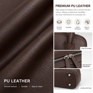 Bolso de Hombro de Mujer en Cuero PU Marrón con Cierre de Cremallera y Dos Asas, Diseño Minimalista, Moda para Todas las Temporadas, para Uso Diario - Product Image 2