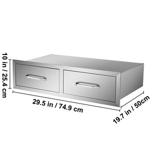 Cucina da Esterno 76 cm L x 25 cm A x 51 cm P, Cassetti Orizzontali Doppi in Acciaio Inox per BBQ con Maniglia per Accessori Isola - Product Image 6