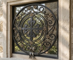 Fenêtres fixes antivol en fer forgé français KHP, motifs artisanaux, acier galvanisé de haute qualité pour les maisons résidentielles, les hôtels - Product Image 2