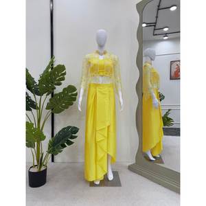 Conjunto de Dhoti de fiesta chino tradicional listo para usar con Koti y Choli para ocasiones festivas - Product Image 4