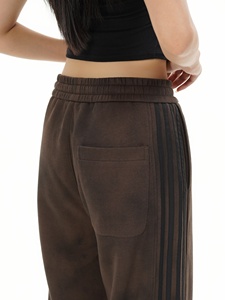 Customized Women's Autumn Solid Color Sports Pants Pocket Drawstring Casual <b>Stacked</b> Pants for Women - Product Image 5