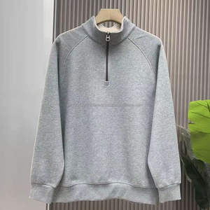 Sweat-shirt décontracté à col montant pour homme, couleur unie, épais, à demi-zip, à épaules tombantes, pour l'automne et l'hiver - Product Image 3