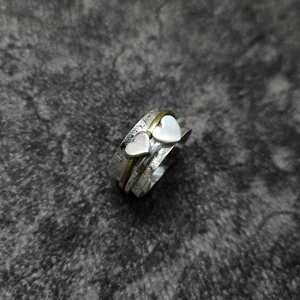 Anillo Giratorio Bohemio de Doble Corazón, Hecho a Mano, Plateado, Banda Giratoria, Joyería Minimalista para Mujer, para Fiestas y Eventos - Product Image 4