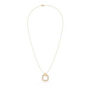 Luxury 18K Gold Plated Diamond Pendant Necklace With Round Brilliant Cut Geometric Square Design <b>Box</b> <b>Chain</b> Unisex Everyday Wear - Product Image 3