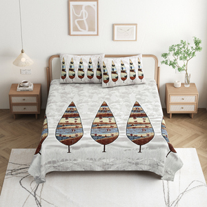Modern <b>Leaf</b> Floral 100% Cotton 200TC Hand Block Printed Anti Dust Mite Customized Simple All-Season 3-Piece <b>Bedding</b> Quality - Product Image 2