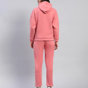 Women <b>Pink</b> Hooded Sweatshirt Jogger Pants <b>Set</b> Casual Winter Full Sleeve Solid Color Regular Fit Eco-Friendly <b>Tracksuit</b> Side - Product Image 2