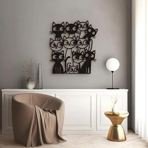 Décoration murale moderne en métal, motif chat, décoration murale artisanale sur le thème des animaux pour l'intérieur de la maison - Product Image 1