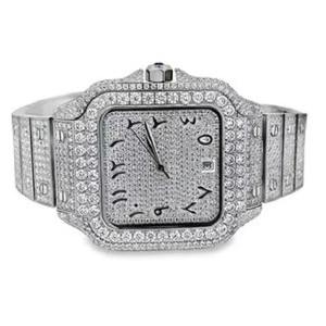 Montre Blanche Bling-Bling Sertie de Diamants avec Bracelet en Acier Inoxydable, Fourniture Directe d'Usine, Disponible au Meilleur Prix - Product Image 4