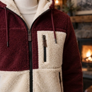 Veste à capuche en polaire pour homme, avec un matériau en polaire épais, coupe décontractée confortable, fermeture éclair sécurisée, poignets côtelés - Product Image 5