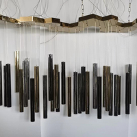 Lustre LED Moderne de Luxe Économe en Énergie Effet Pluie de Météores, Suspension Cylindrique Or et Argent, Abat-jour en Albâtre, Acier Inoxydable