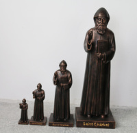 Statue religieuse de Saint Charbel en résine de 27,5 pouces, figurine chrétienne tenant la Bible, faite à la main, peinte à la main, décoration commémorative pour la maison et le jardin