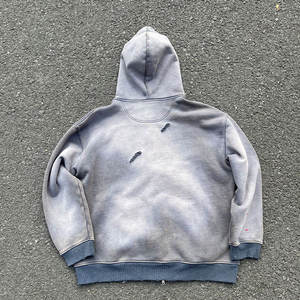 Sweat à capuche zippé vintage personnalisé délavé |   Sweat-shirt oversize épais à effet éclaboussures de peinture, streetwear, OEM ODM, sweats à capuche à marque privée - Product Image 2