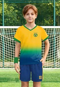 ชุดเสื้อฟุตบอลชาย ชุดทีมแบบกำหนดเอง ชื่อ/หมายเลขทีม คอวี แขนสั้น แห้งเร็ว ป้องกันรังสียูวี ระบายอากาศได้ดี โพลีเอสเตอร์ 100% เอวยางยืด - Product Image 4