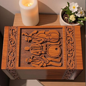 Personalized Handcrafted Wooden Urn: Engraved Jazz Band Memorial Memorial Keepsake by AYAANS - Product Image 5