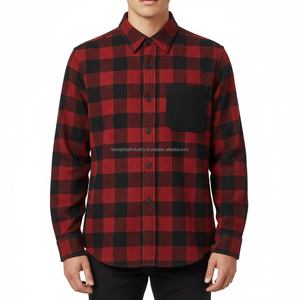 Camisa de Franela para Hombre, a Cuadros Negros, Personalizada, OEM, al por Mayor - Product Image 6