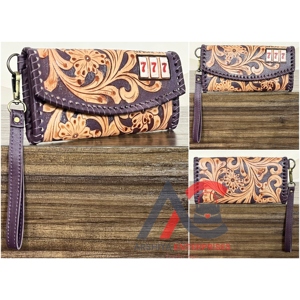 Bolso de Mano Vintage para Mujer con Diseño Floral Grabado a Mano y Piel de Vacuno 777, Bolso de Lujo con Diseño Floral, Nuevo Bolso de Mano con Correa para la Muñeca - Product Image 1