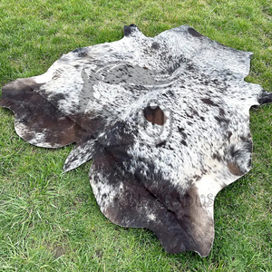 Genuine Salt Pepper Brazilian Hair on Speckled Cowhide Leather <b>Rug</b> Customizable Colors Sizes Unbridleds Industry Made Pakistan - Product Image 4