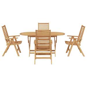 Ensemble de salle à manger de jardin en teck massif brun 5 pièces - Product Image 3