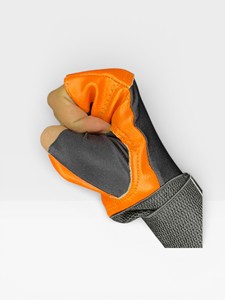 Orange and black Breathable Leather Gym Gloves Fluorescent Sport Gloves for Fitness Non-Slip <b>Weight</b> Lifting Cycling Time Color - Product Image 3
