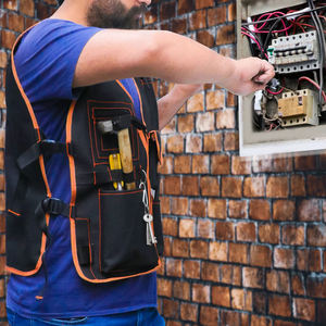 <b>Black</b> Orange Tool <b>Vest</b> With Multiple Pockets For Tools And Accessories Unisex Adult Size Breathable Canvas Material - Product Image 5