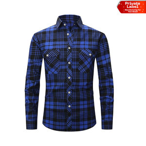Custom Logo Men <b>Flannel</b> Shirt Double Chest Pocket Plaid Top OEM Fleece Collar <b>Flannel</b> Shirt Men Warm Winter Plaid <b>Jacket</b> - Product Image 1