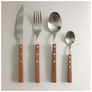 Ensemble de couverts en acier inoxydable avec manche en bois de noyer de qualité supérieure, ensemble de couverts design pour restaurants haut de gamme et cuisine à domicile - Product Image 6