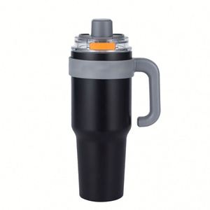Custom Logo Stainless Steel <b>Insulated</b> Drinking Thermal Coffee <b>Mug</b> 40oz 2-in-1 Lid and Straw with Handle - Product Image 1