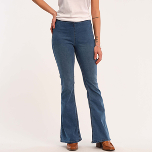 Jeans en denim évasé pour femmes, vente chaude, coupe slim extensible, qualité supérieure, taille mi-haute, longueur complète, style décontracté - Product Image 2