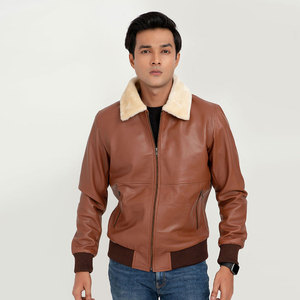 Nueva Llegada, Diseño de Fábrica, Chaqueta de Cuero de Piel de Oveja para Hombre, Precio Económico, Chaqueta de Cuero con Forro de Piel Sintética Gruesa - Product Image 4